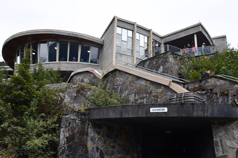 JUNEAU, AK - AUG 28: Visitor Center at Mendenhall Glacier National Park in Juneau, Alaska, as seen on Aug 28, 2023.