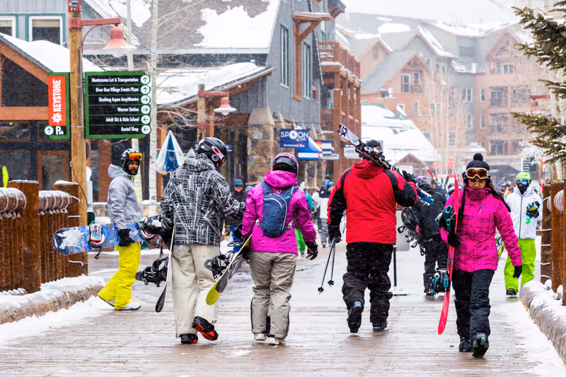 Keystone, Colorado, USA-February 22, 2015. Ski resort at the end of the season after the snow storm in Colorado.