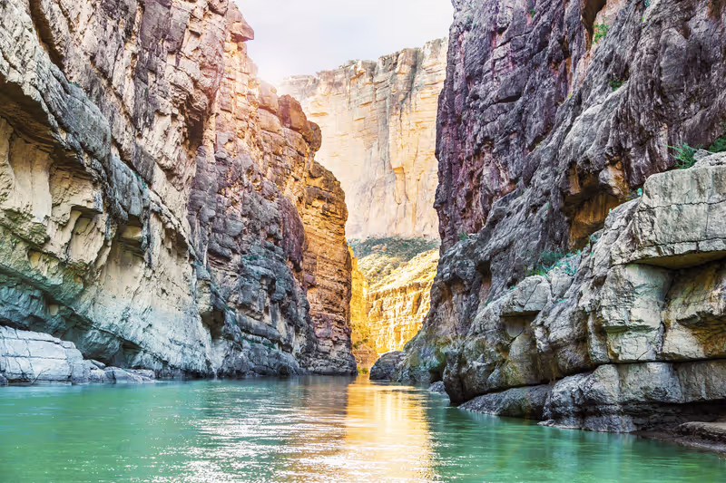 Santa Elena Canyon and Rio Grande river at Big Bend National Park