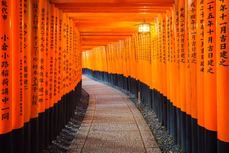 Torii gates in Fushimi Inari Shrine, Kyoto, Japan
