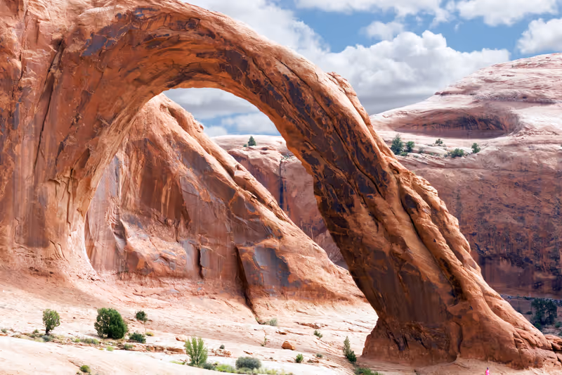 Corona Arch in red sandstone, near Moab, Utah, United States