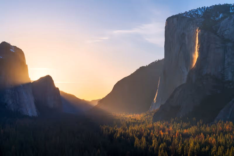 Fire fall and the Yosemite valley