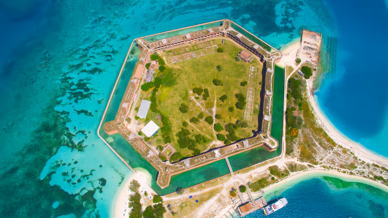 aerial view of Fort Jefferson in the Dry Tortugas National Park, Florida