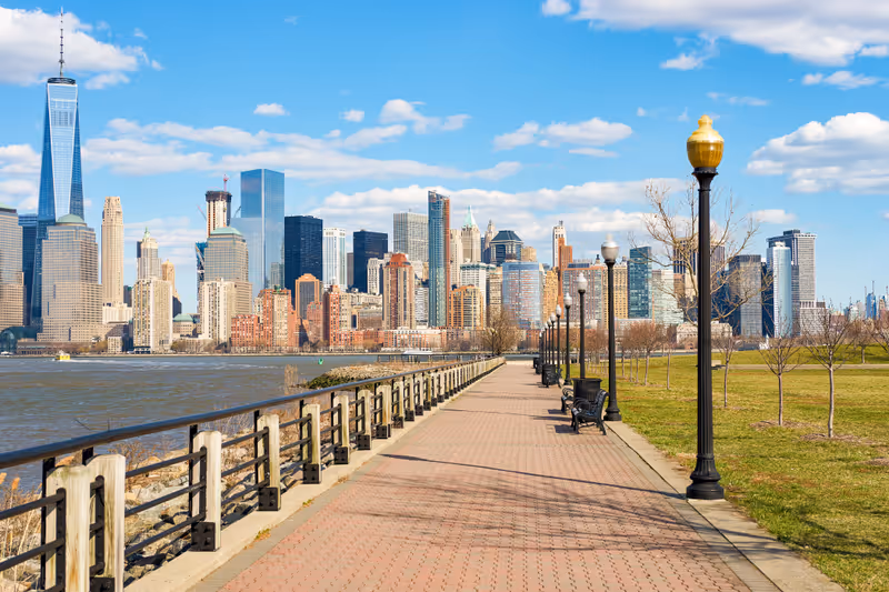 JERSEY CITY, NJ - MARCH 21, 2016: The City of New York as seen from Liberty State Park. The City of New York is the most populous city in the United States.