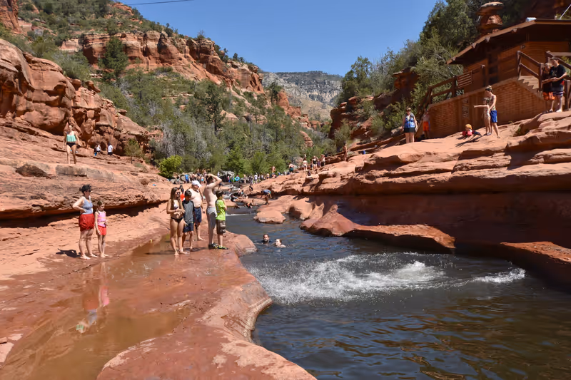 SEDONA, AZ - JUNE 20: Slide Rock State Park in Sedona, AZ on June 20.2016. One of the most beautiful parks in Arizona, and many people visit every year.