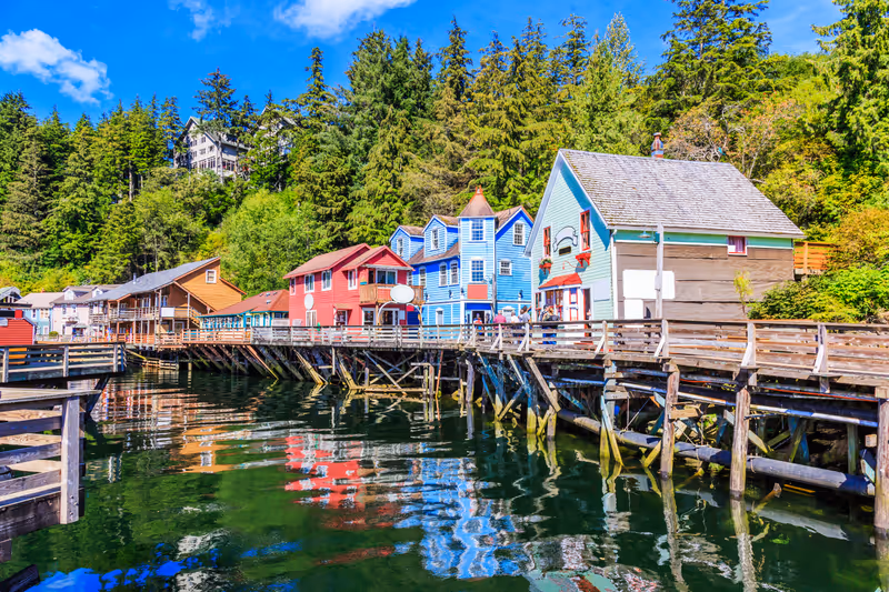 Ketchikan, Alaska. Creek Street, the historic broadwalk.