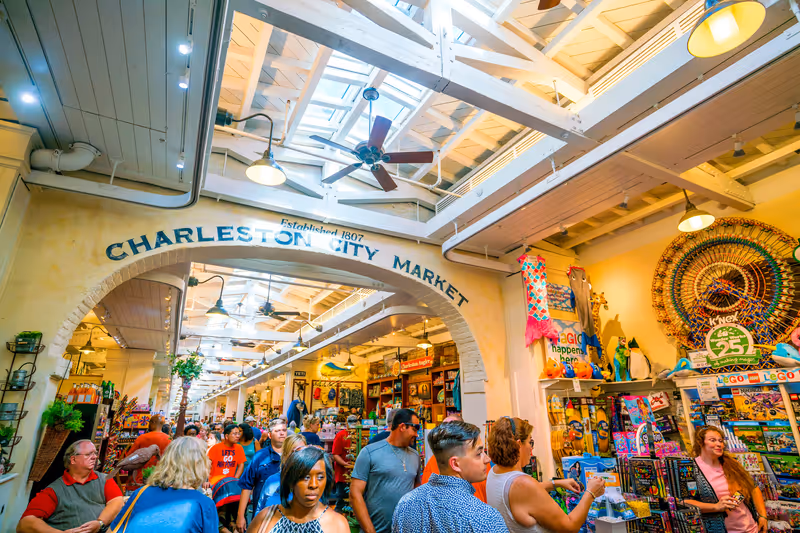 Charleston, South Carolina, USA - SEP 3: The historic Charleston City Market. As one of the nation's oldest public markets, visitors find more than 300 entrepreneurs. on September 3, 2016