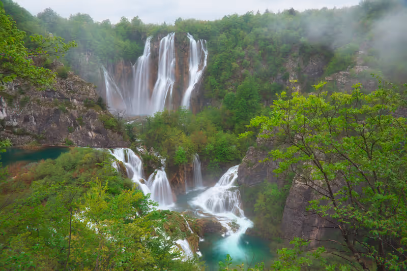 The bigest waterfall Veliki Slap at Plitvice Lakes, Croatia