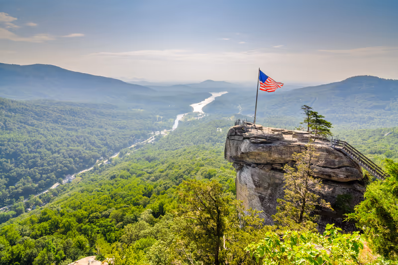Chimney Rock at Chimney Rock State Park in North Carolina, USA.