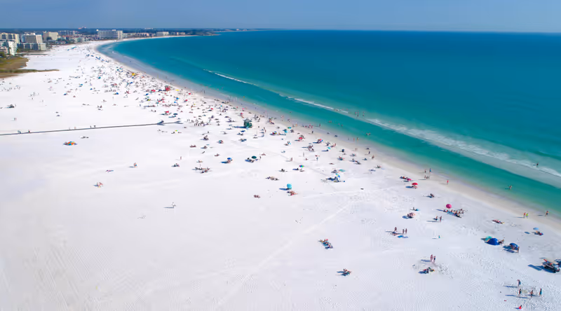 Siesta Key Beach in Sarasota Florida shot by aerial drone. #1 Beach in the USA.