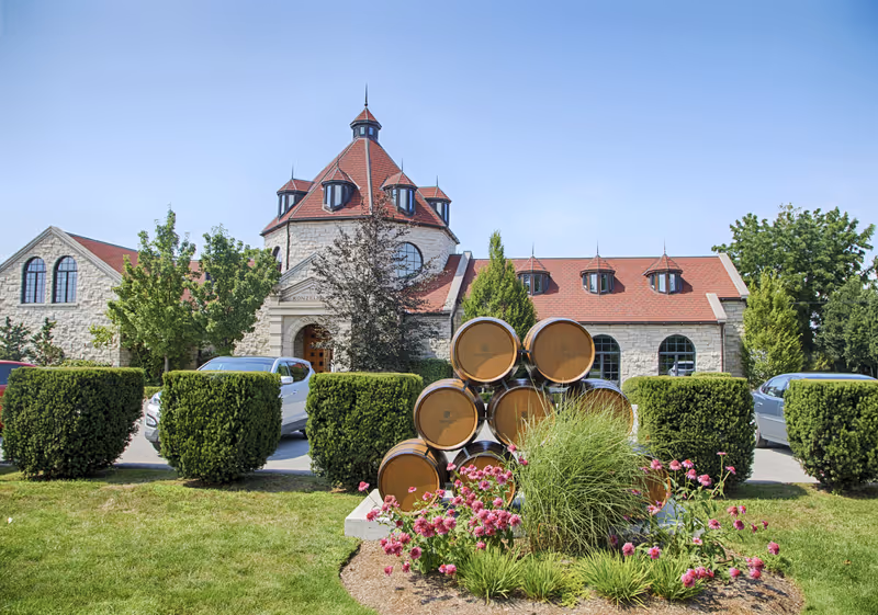 ONTARIO - CANADA, AUGUST 9, 2017: Konzelmann Estate Winery is located in Niagara on the Lake in Ontario, Canada. Exclusive lakefront winery.