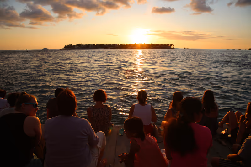 KEY WEST, FLORIDA - MAY 29, 2016: Tourists at Mallory Square during the "Sunset Celebration", which is considered one of the main tourist attractions of the city of Key West, Florida
