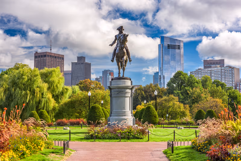 George Washington Monument at Public Garden in Boston, Massachusetts.