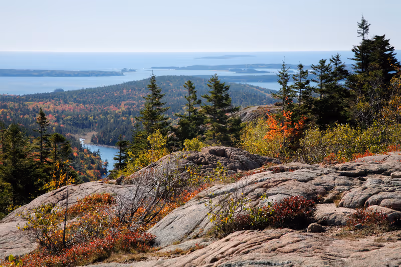 The Atlantic Ocean Seen From Cadillac Mountain, Acadia National Park, Maine, USA